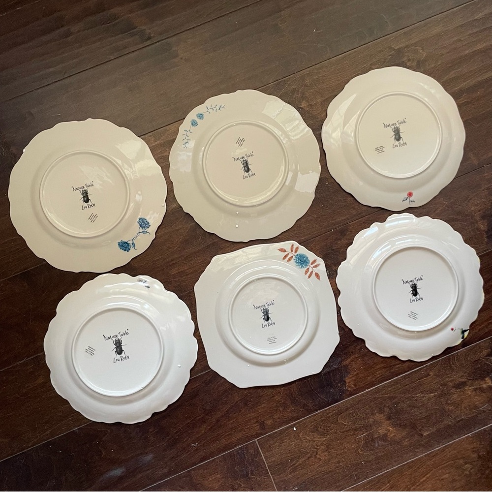 Vintage Anthropologie Lou Rota NATURE TABLE DESSERT PLATE Set of 6 - Picture 11 of 16